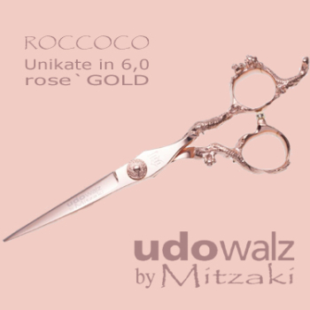 Udo Walz by MITZAKI - ROCCOCO (in 5,0 - 5,5 - 6,0 oder 6,5 ZOLL) Scherenklingen aus hochwertigem 440C Japanstahl, perfekt  für alle Arbeiten am Haar, HOHLSCHLIFF, gute Sliceeigenschaft